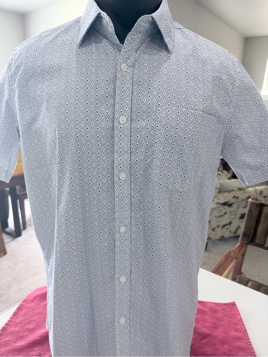 Monument Other - Monument Men's Light Blue Short-Sleeve Button-Down with Micro Pattern